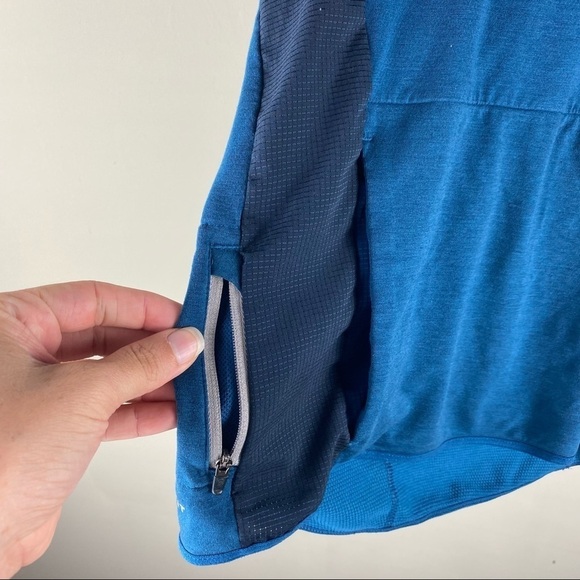 Nike: Dri-Fit Men's Running Athletic 1/4 Zip Up Hooded Pullover Shirt Blue Small - Picture 4 of 9